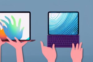 an-image-depicting-two-hands-holding-an-ipad-macbook-hybrid-device-with-a-colorful-background-45