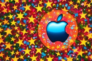 an-image-of-an-apple-logo-surrounded-by-colorful-stars-20